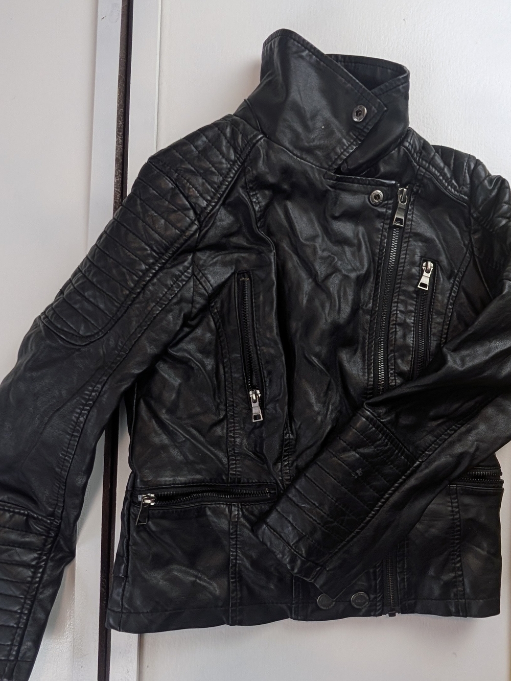 Urban Republic Black Quilted Faux Leather Bomber Jacket